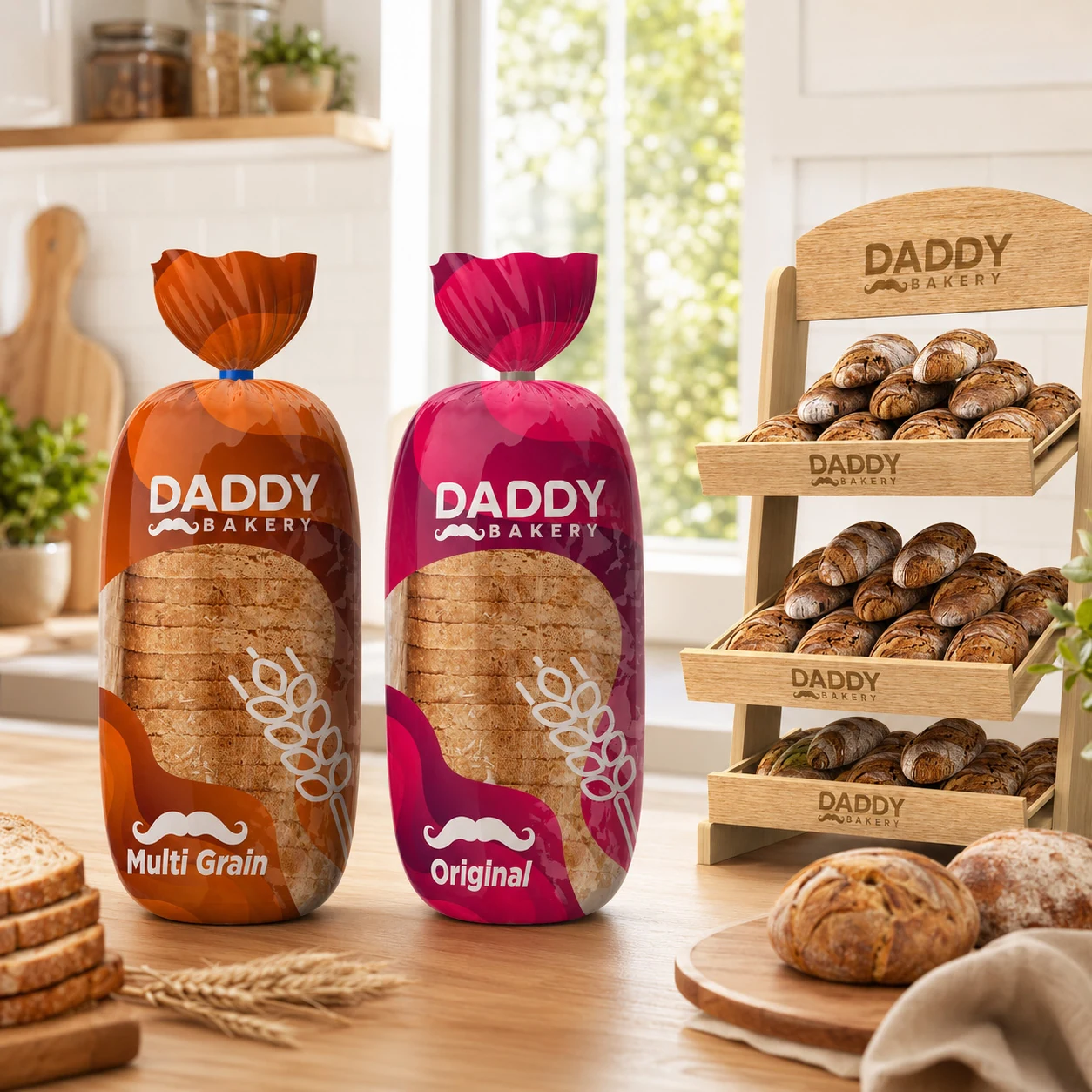 Bread packaging and bakery display design