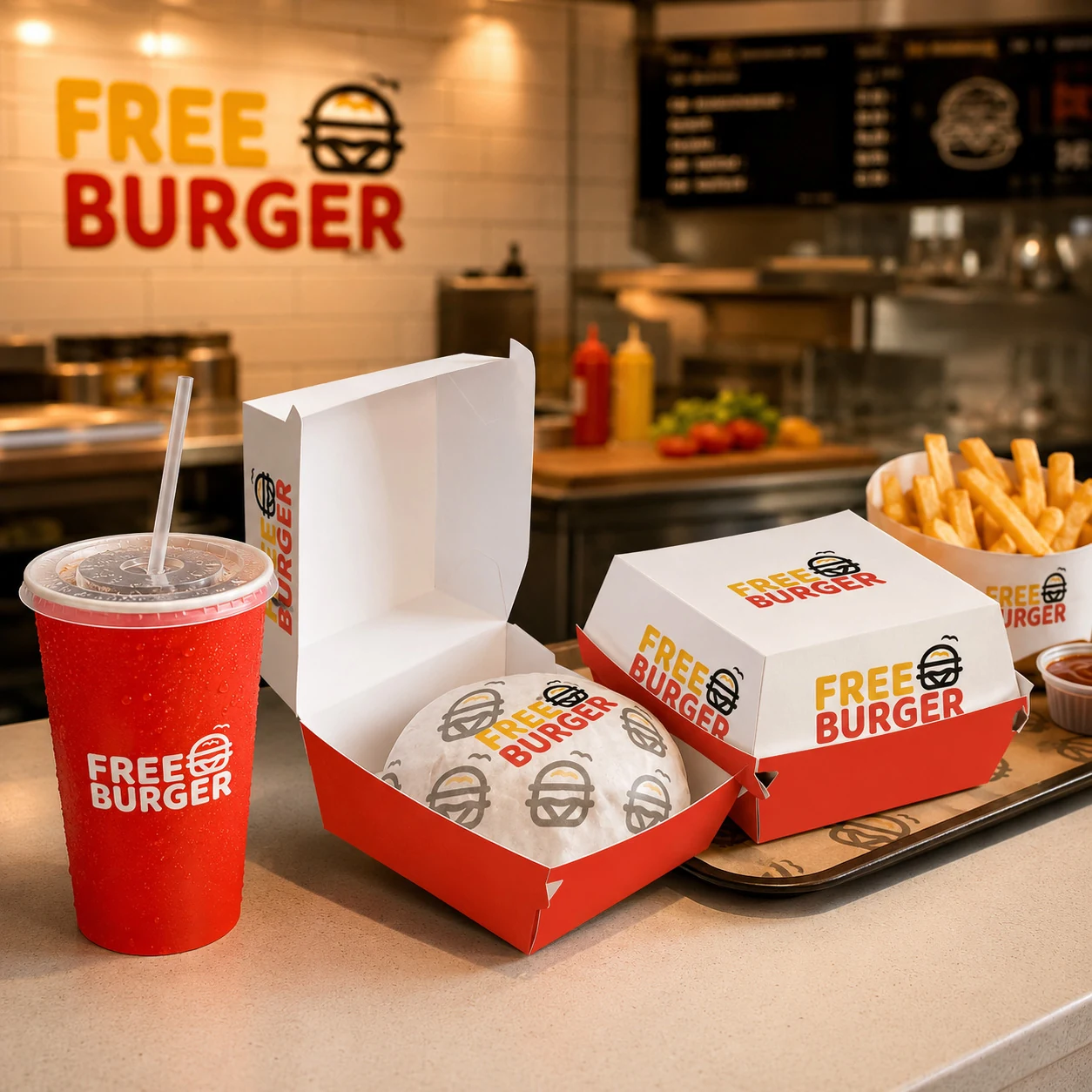 Burger kutusu ve servis seti tasarımı