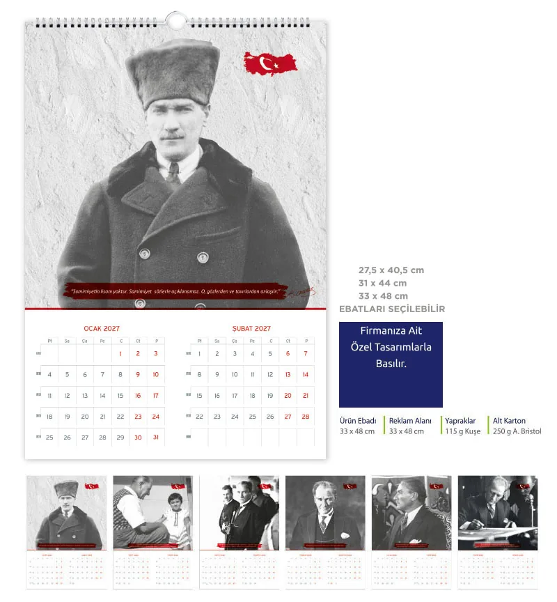 ATM 37 Duvar Takvimi Özel (Atatürk)